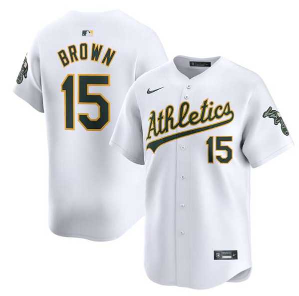 Mens Oakland Athletics #15 Seth Brown White Home Limited Stitched Jersey Dzhi->oakland athletics->MLB Jersey